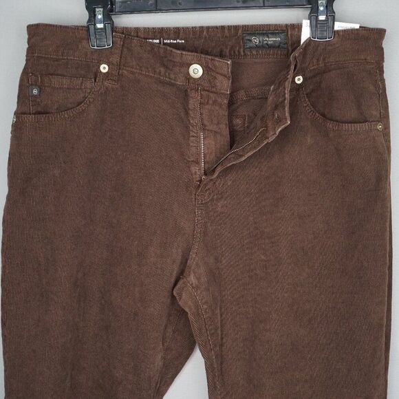 New AG Angeline Corduroy Mid Rise Flare Jeans in Sulfur Bitter Chocolate sz 33 - Picture 14 of 16